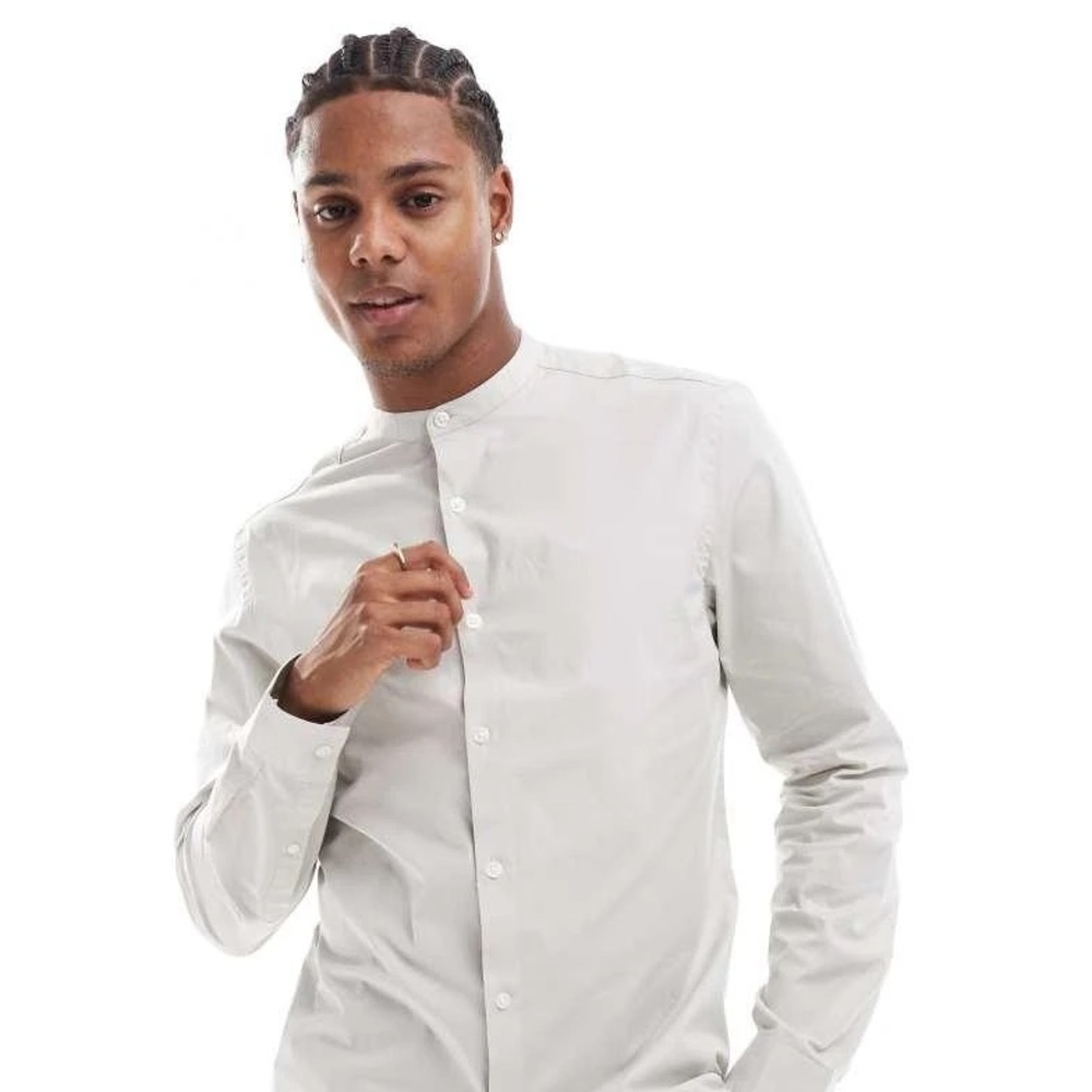 ASOS light grey grandad collar